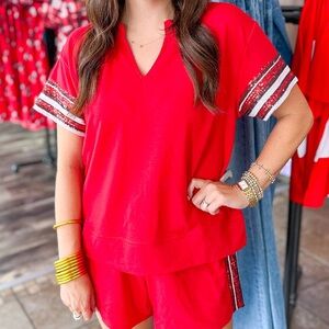 Mary Square Lauren Red and Black loungewear set